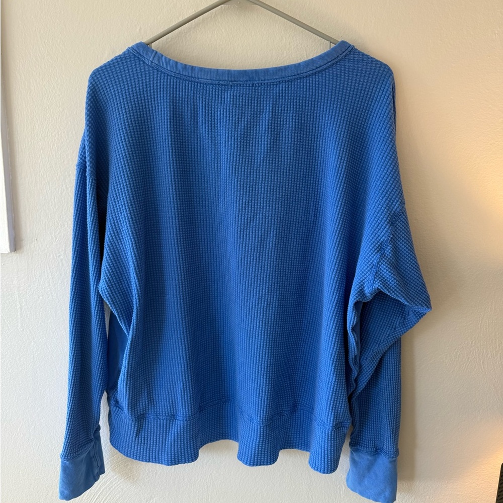 Aerie Blue Waffle Knit Top - Picture 4 of 4